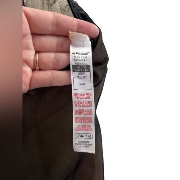 Black sheer lace midi slip dress night gown - Picture 6 of 6